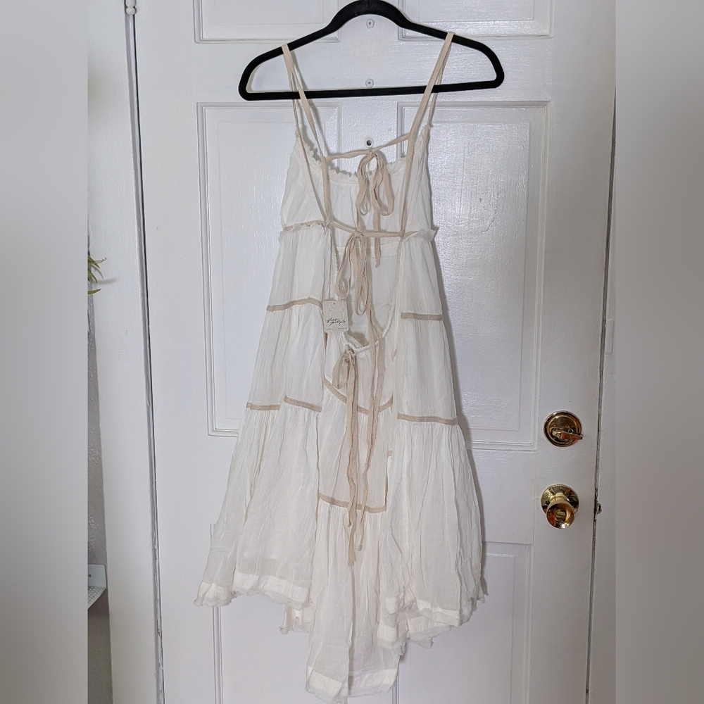 Free People Free-Est Isla Midi Dress Ivory Open Back Adjustable NWT L - Picture 6 of 7